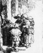 REMBRANDT Harmenszoon van Rijn Beggars receiving alms at the door of a house France oil painting artist
